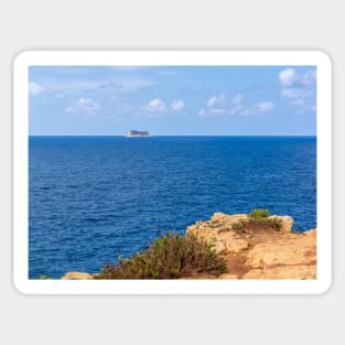 Island in tranquil Mediterranean sea Sticker